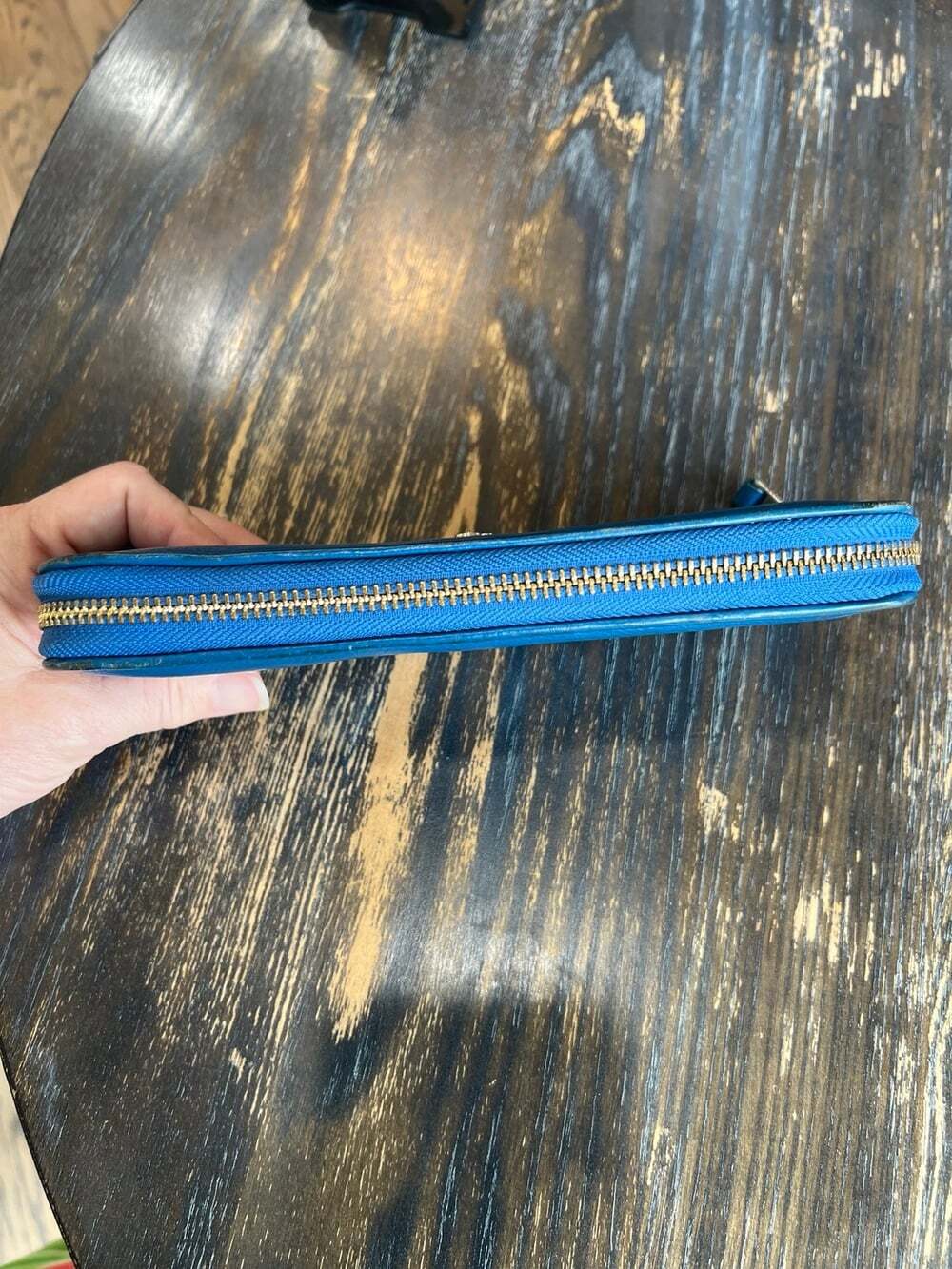Cole Haan Blue Leather Zip Around Wallet - Picture 9 of 10